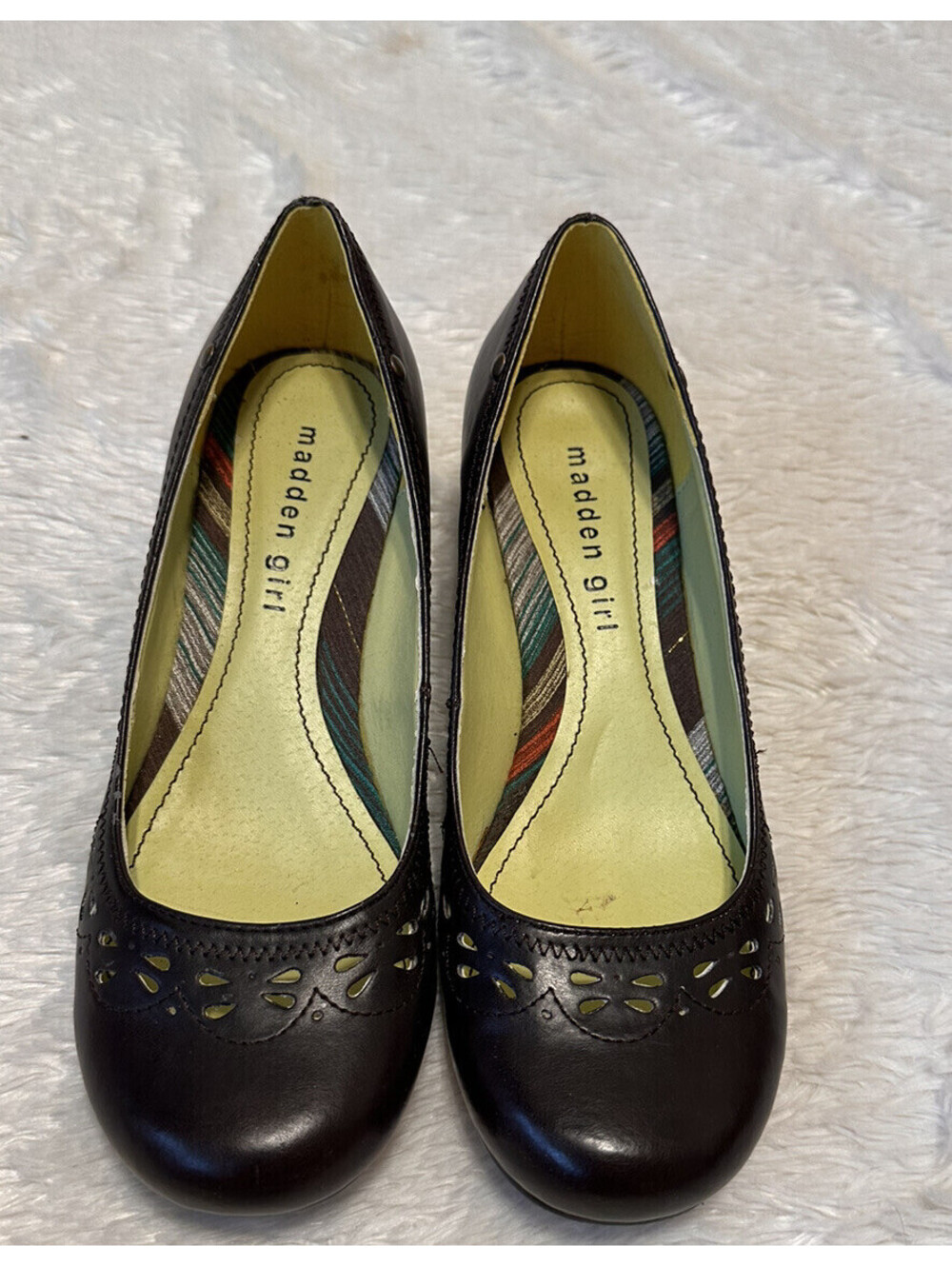 Women's Madden Girl Brown Design Wedge Shoes- Size US 7 1/2